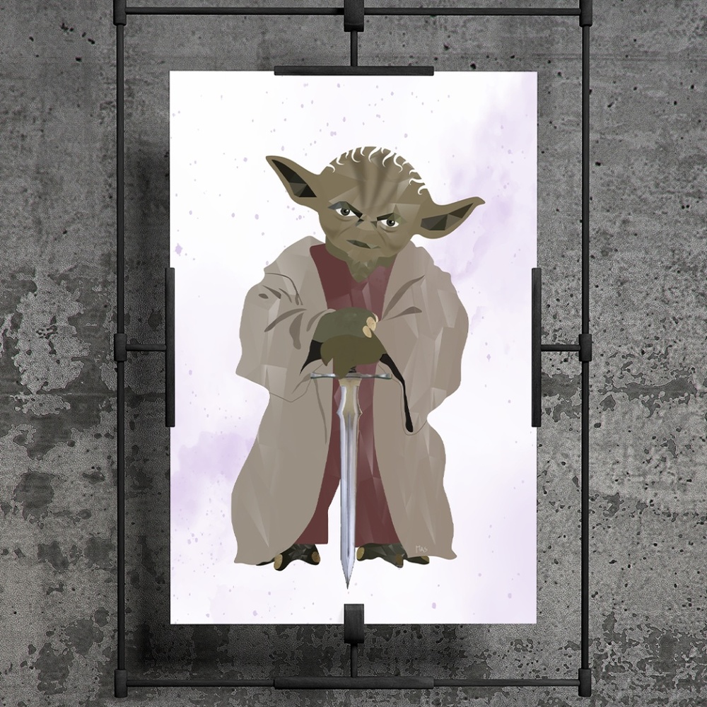 Yoda Custom Fan Art holding a sword